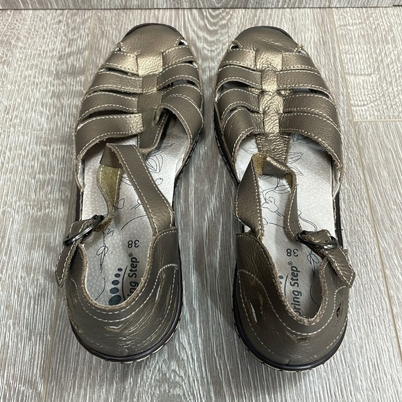 Spring Step Indus Leather Fisherman Sandals T Strap Metallic EU Size 38 - Picture 3 of 15